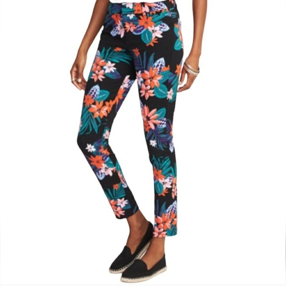 Old Navy Harper Ankle Pants Size 24 Floral Print Wrinkle Free Colorful Workwear - Picture 1 of 14